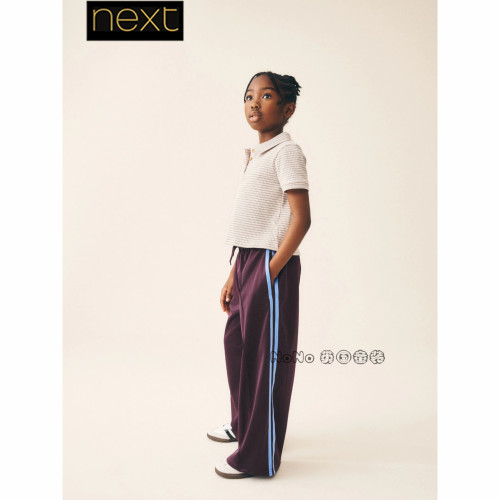 英国Next正品女大童款亲子紫蓝色侧边条阔腿裤休闲3-16岁G75-124