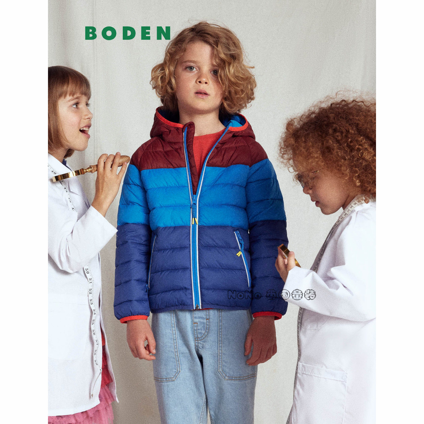 英国Mini BODEN男童红蓝色轻薄外套棉服连帽棉衣2-14岁B2810