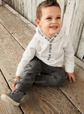 现货英国Next正品男女童白色卫衣灰色星星慢跑运动裤套装909-279