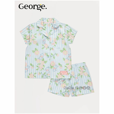 代购英国乔治George女童维尼熊噗噗短袖家居服睡衣裤全棉1395685
