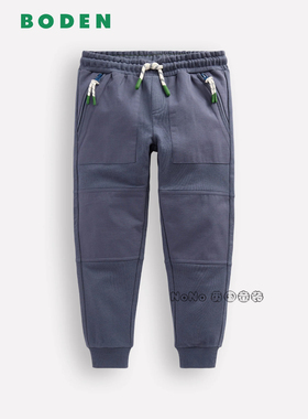 英国Mini Boden儿童灰蓝色休闲卫裤松紧腰长裤拉链2-14岁B2791