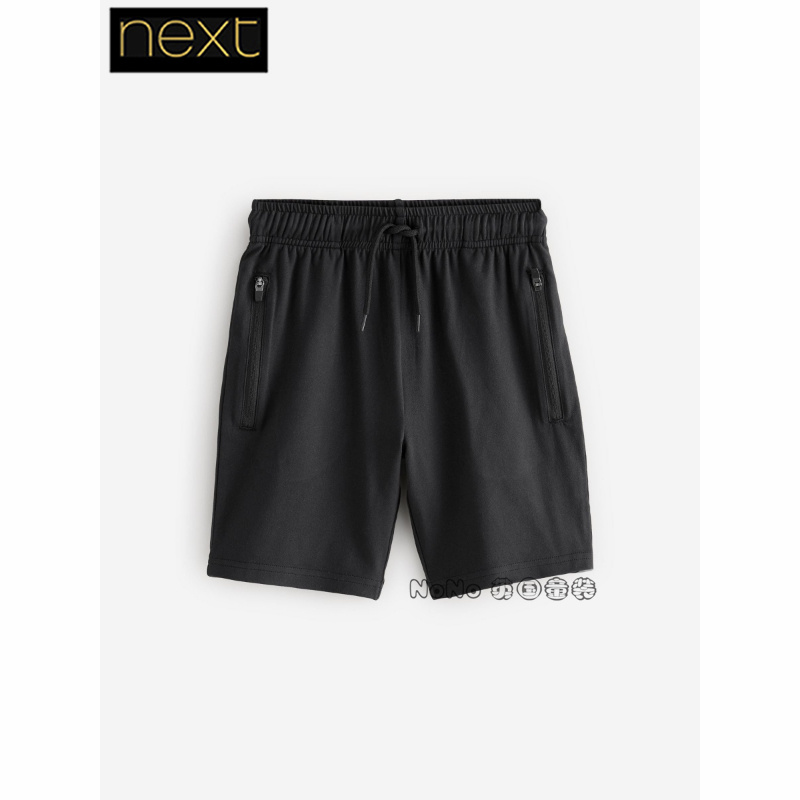 Next英国正品男大童亲子黑色短裤夏季运动短裤速干拉链Q94-363