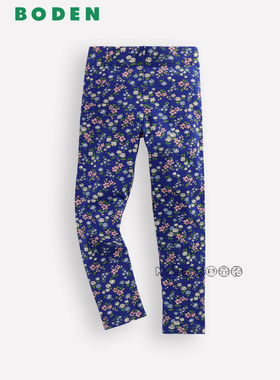 英国Mini Boden女童深蓝色小碎花打底长裤全棉2-14岁G5517