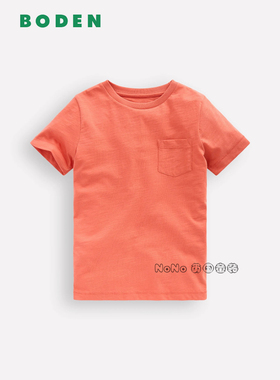 代购英国Mini BODEN正品男童橙色圆领短袖T恤全棉2-14岁B2967