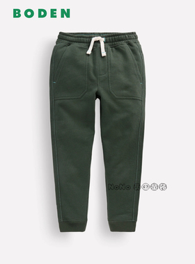 英国Mini Boden儿童墨绿色全棉休闲卫裤松紧腰长裤2-14岁B3062