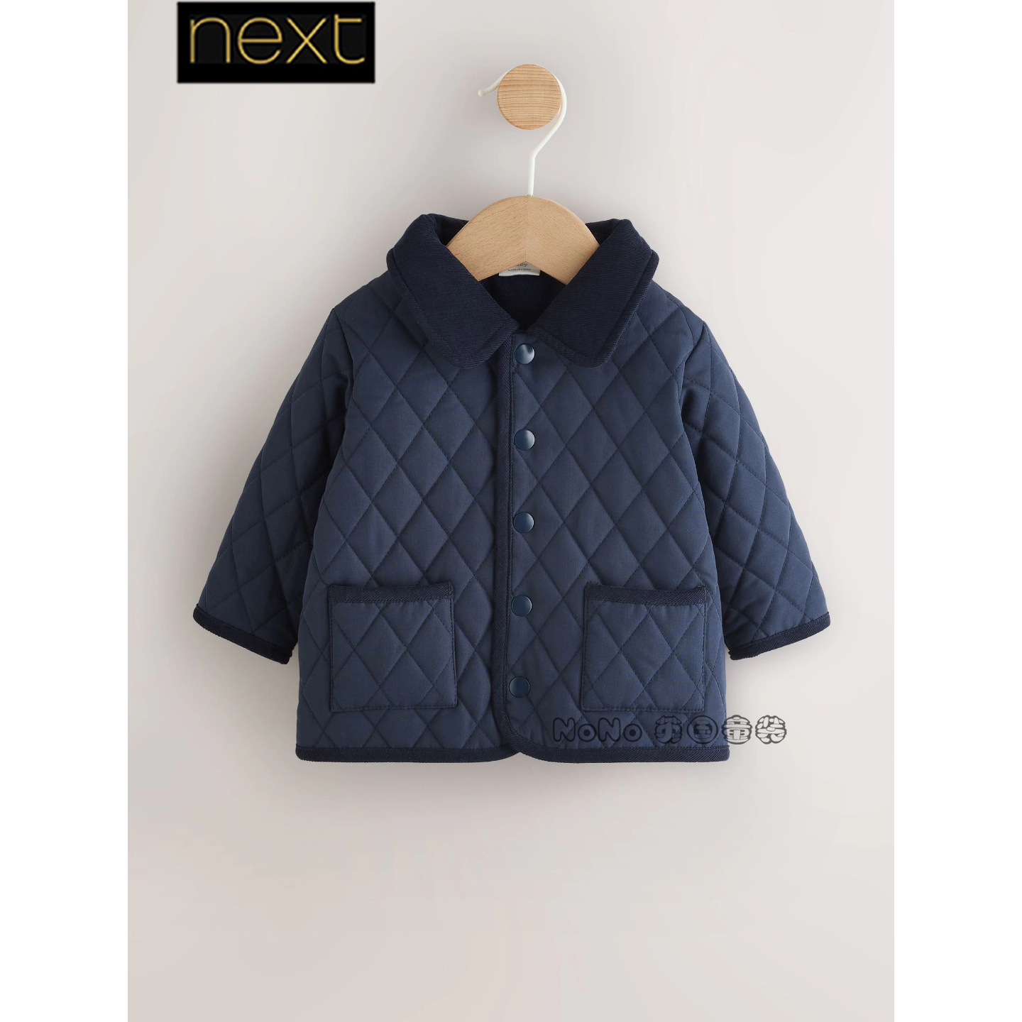 英国Nex正品t代购男婴童深蓝色翻领薄棉外套新款0-2岁F00-003
