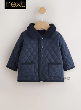 英国Nex正品t代购男婴童深蓝色翻领薄棉外套新款0-2岁F00-003