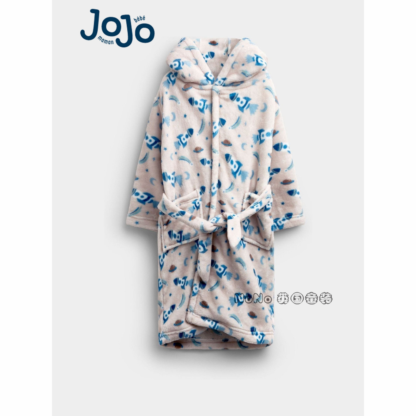 英国JoJo Maman BEBE儿童火箭卡通抓绒睡袍浴袍家居保暖Y62-695