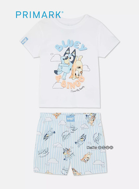 现货英国Primark儿童布鲁伊蓝色BLUEY宾果纯棉短袖家居服睡衣短裤