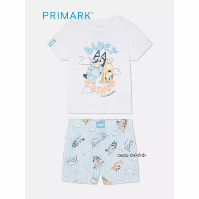 现货英国Primark儿童布鲁伊蓝色BLUEY宾果纯棉短袖家居服睡衣短裤