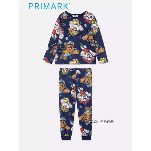 现货英国Primark儿童蓝色汪汪队满印保暖长袖家居服睡衣秋裤4-5岁