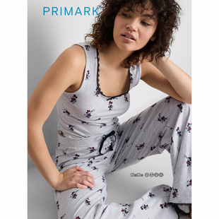 代购英国Primark女款成人大童灰色米妮背心无袖家居服长睡衣裤