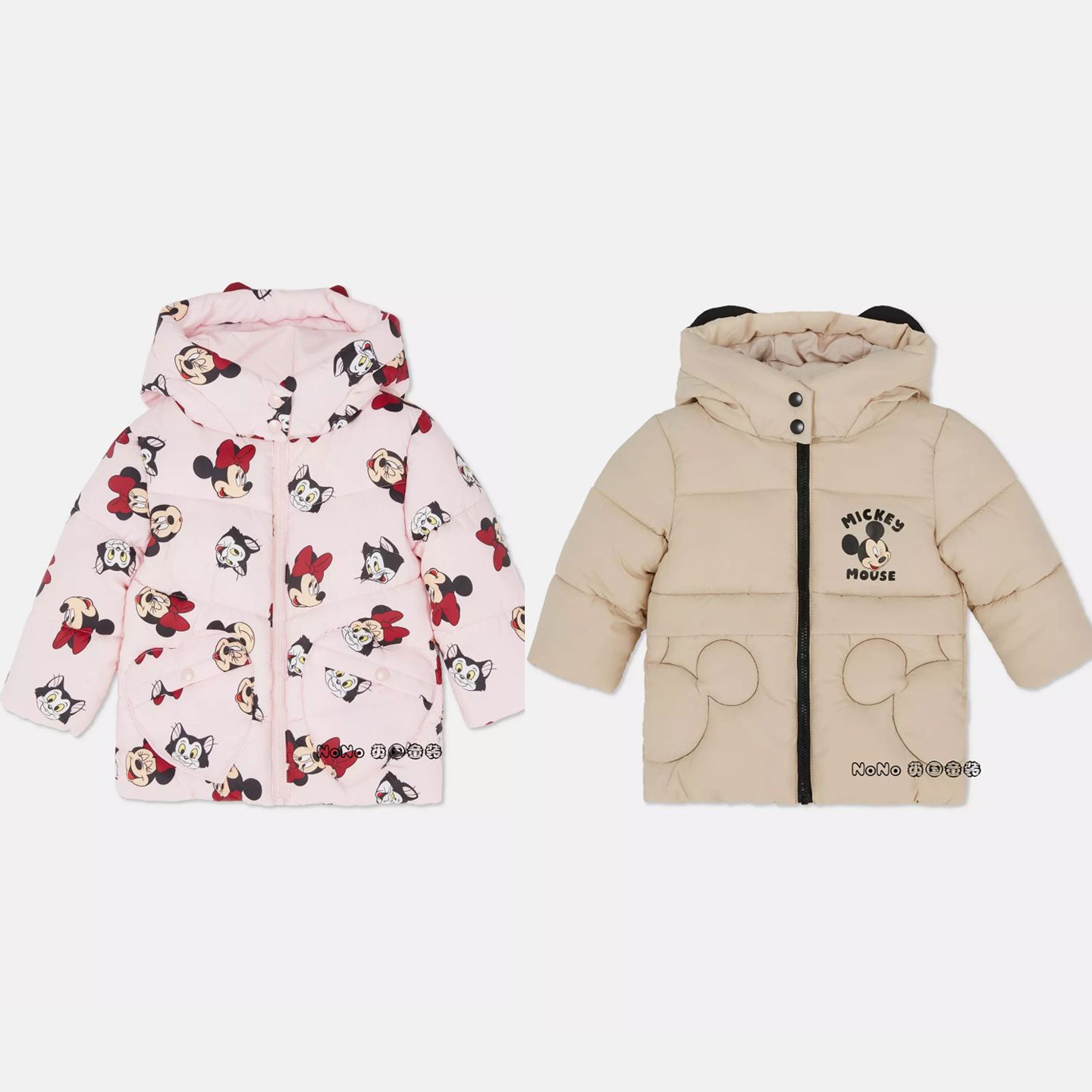 现货英国PRIMARK儿童米奇米妮立体帽子保暖加厚外套棉服2-3岁