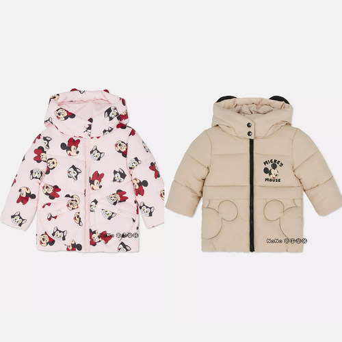 现货英国PRIMARK儿童米奇米妮立体帽子保暖加厚外套棉服2-3岁