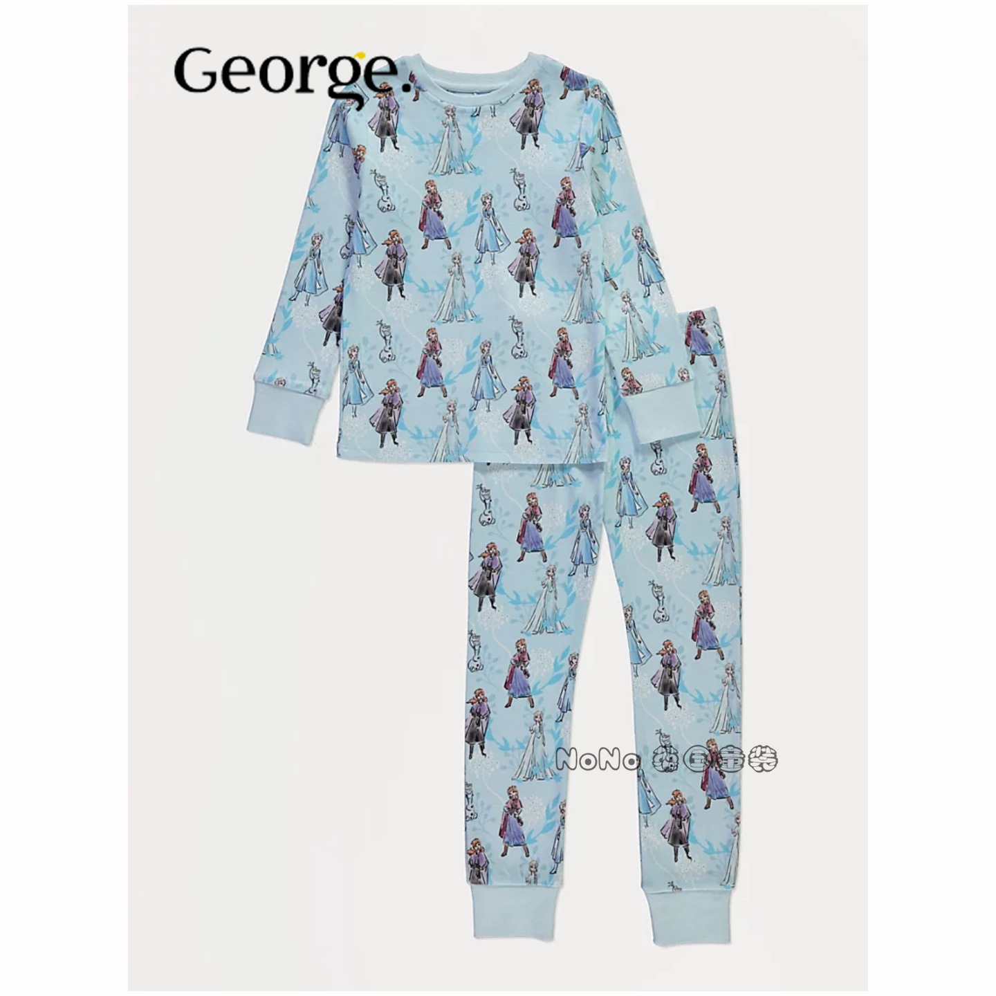 英国乔治George女童冰雪爱莎安娜长袖家居服睡衣裤纯棉1359057
