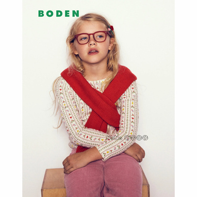 英国Mini BODEN女童柔软卡通印花圣诞小狗长袖T恤新款2-10岁G4920