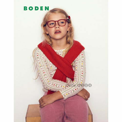 英国Mini BODEN女童柔软卡通印花圣诞小狗长袖T恤新款2-10岁G4920