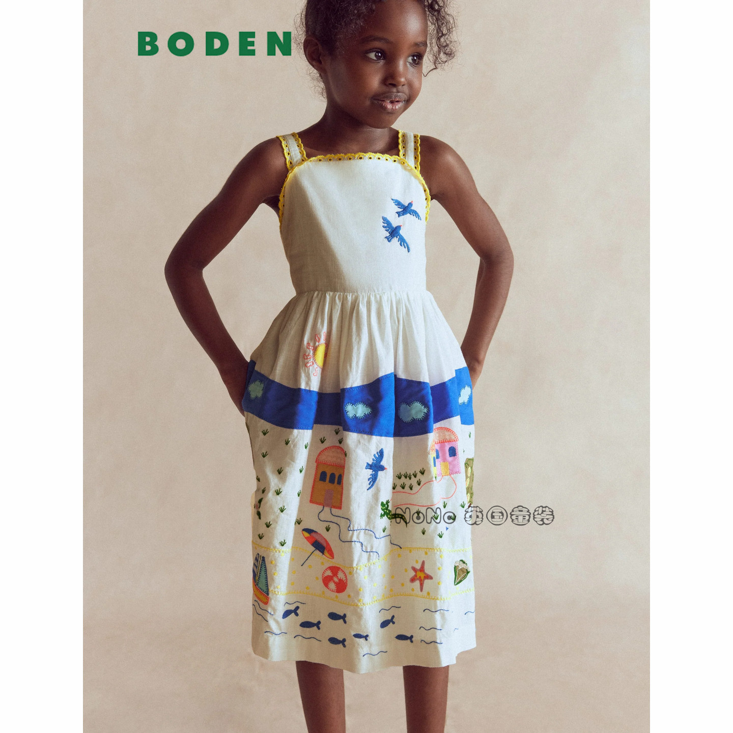 代购英国Mini Boden女童沙滩帆船度假连衣裙全棉2-12岁新款G6048
