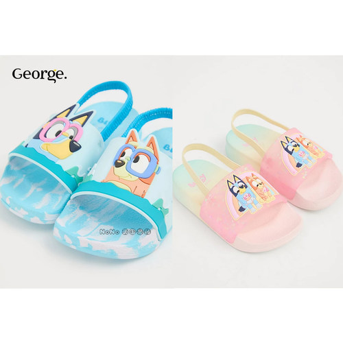 英国GEORGE正品乔治儿童蓝色布鲁伊BLUEY宾果凉鞋拖鞋沙滩1378386