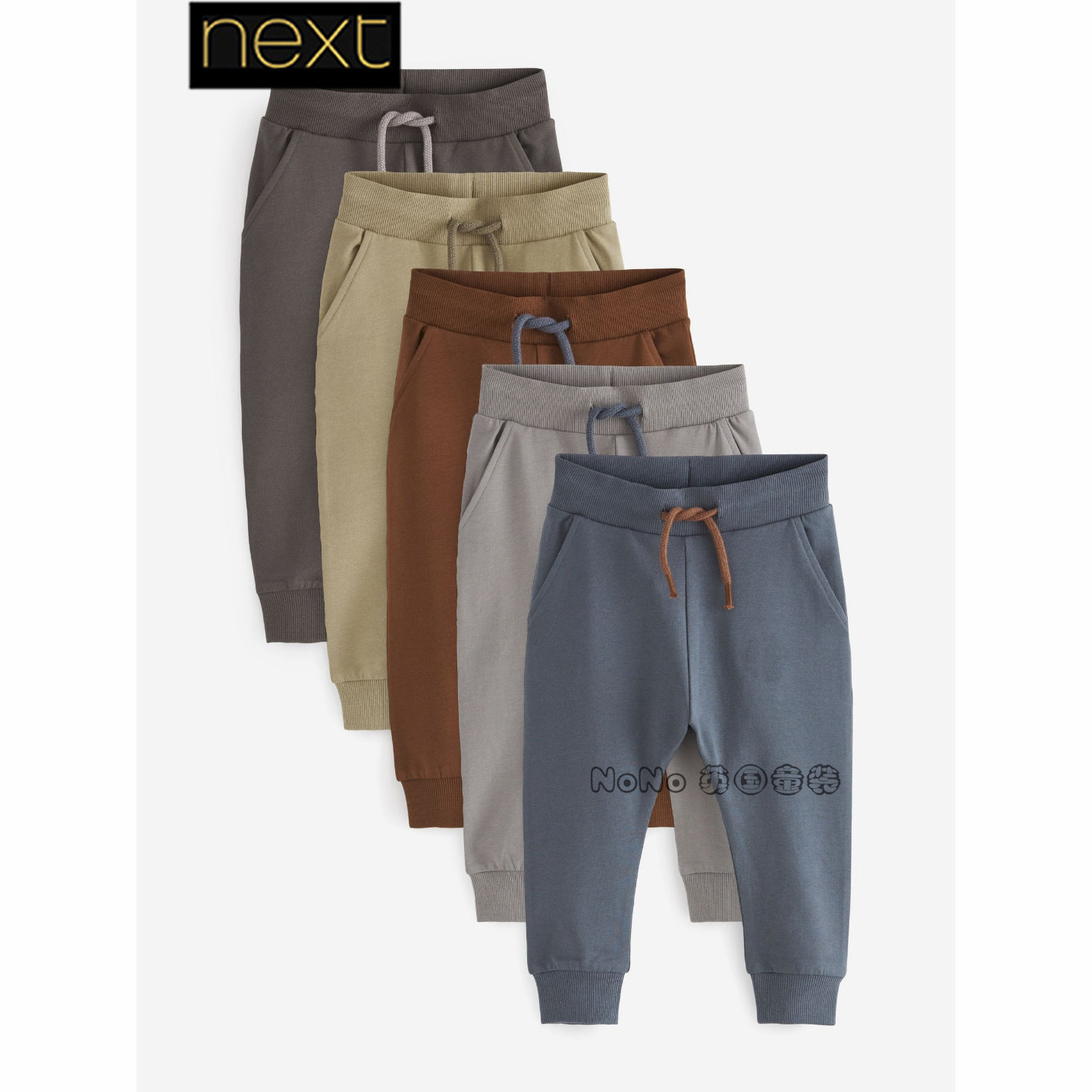 Next代购英国正品男童咖灰色卫裤休闲运动长裤五条薄款D39-667