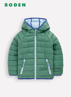 英国Mini BODEN男童绿色轻薄外套棉服连帽棉衣2-14岁新款B2810