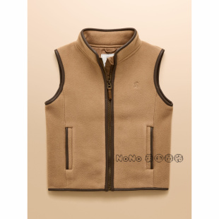 英国兔NEXT正品 383 男大童卡其棕色摇粒绒马甲外套加厚拉链F45