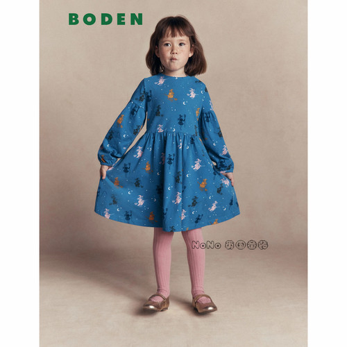 英国Mini Boden女童万圣节女巫全棉长袖连衣裙2-12岁新款G6061