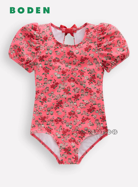 英国Mini BODEN代购粉红色小碎花连体泳衣温泉防晒2-12岁G5872