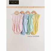 连体包屁衣全棉短爬H53 代购 英国Next婴儿粉黄绿蓝色条纹短袖 748