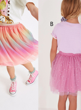 现货英国Next正品女大童粉红色半身裙派对网纱TUTU裙C03-764