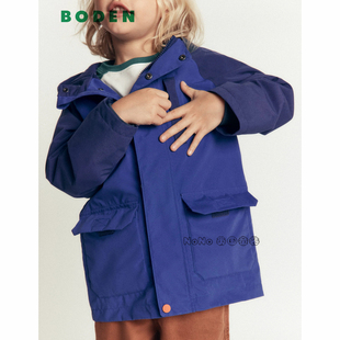 英国Mini Boden男童蓝色外套连帽中款风衣防雨冲锋衣2-14岁B3270