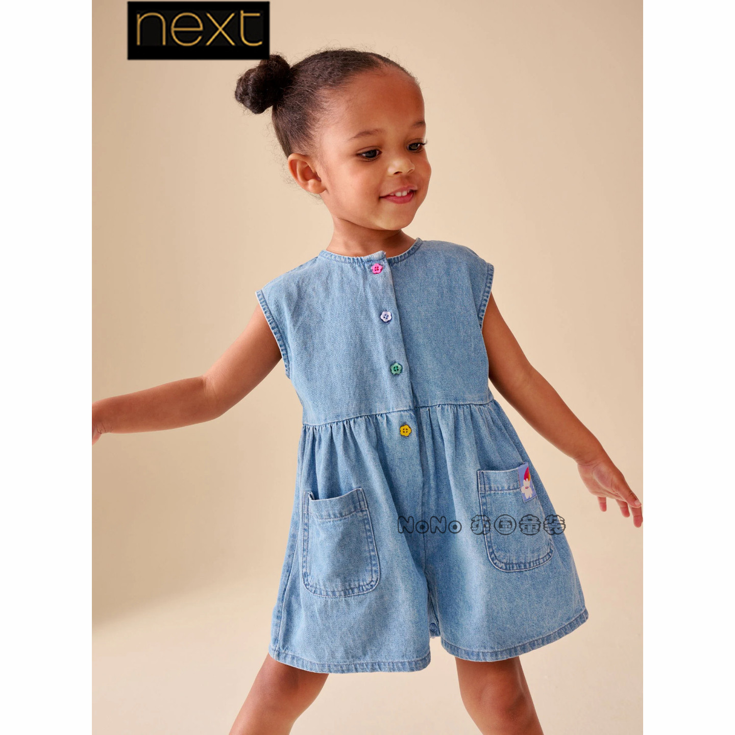 Next英国正品代购女童蓝色牛仔花朵连身裤体裤连身衣全棉H51-504,童装/婴儿装/亲子装,裤子,淘宝优惠券,粉丝福利购,淘宝优惠卷