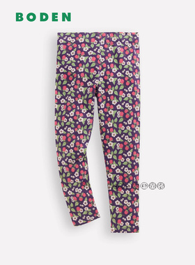 代购英国Mini Boden女童正品紫色小碎花打底长裤纯棉2-14岁G5517