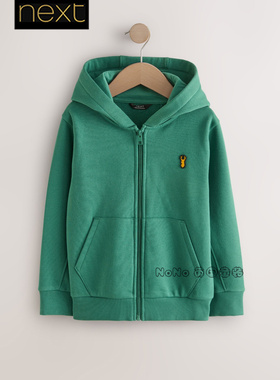 英国Next男大童亲子绿色开衫拉链连帽卫衣运动休闲3-16岁F69-007