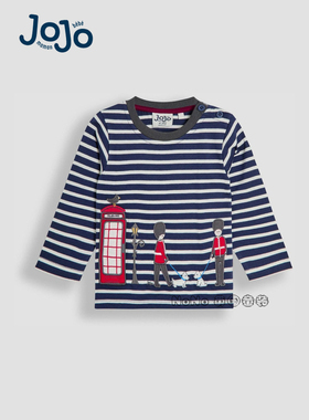 英国Jojo Maman Bebe男童英伦卫兵贴布长袖T恤纯棉1-7岁F96-751