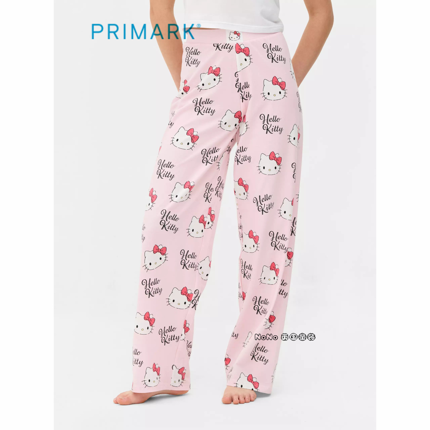 代购英国Primark女款成人大童粉色KITTY家居服睡裤纯棉