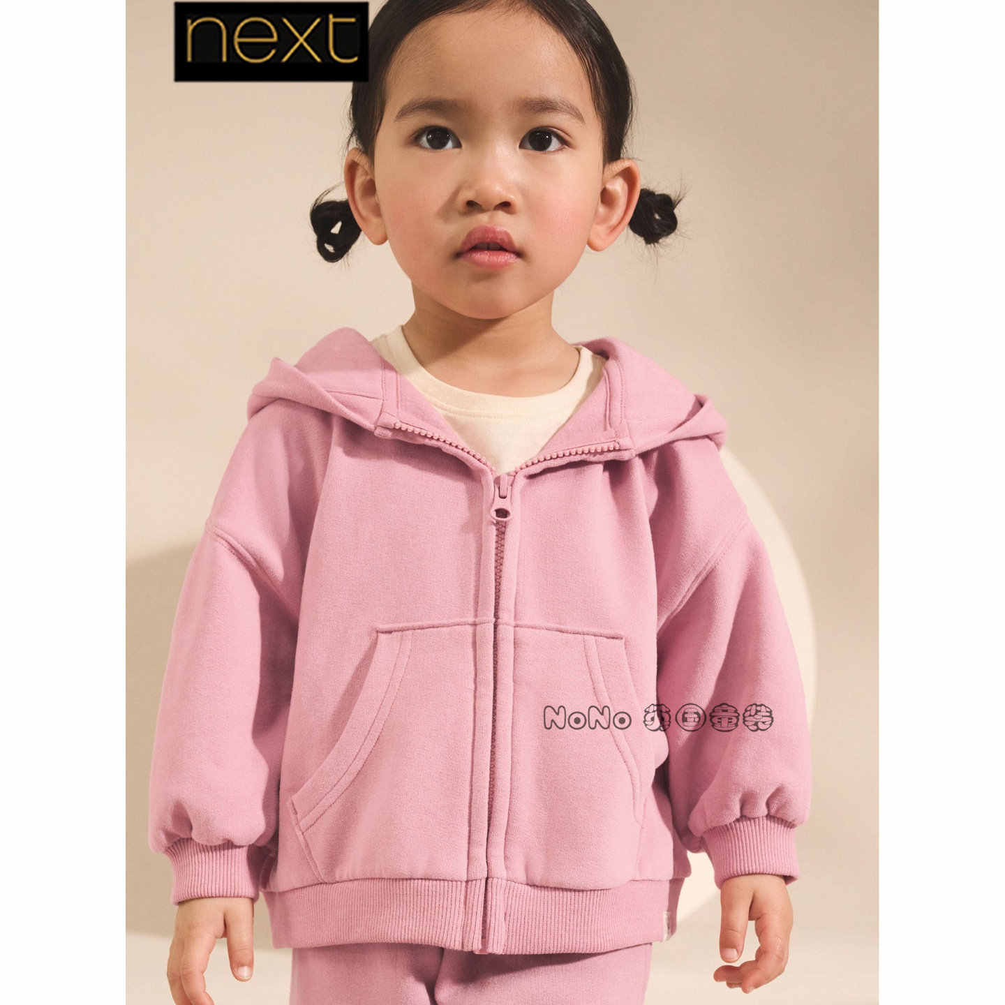 英国Next正品代购女童粉色立体耳朵卫衣运动衫拉链1-7岁AR3-350