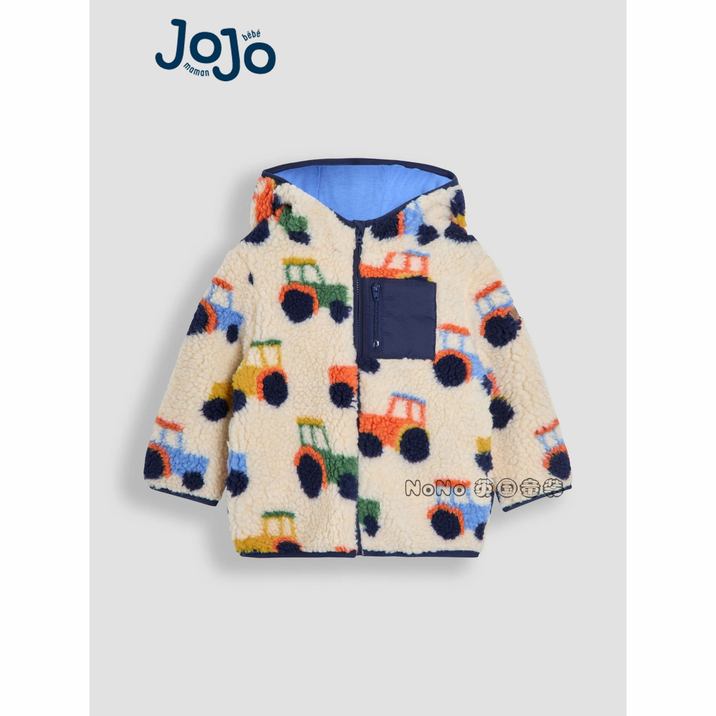 代购英国JoJo Maman Bebe男童汽车拖拉机毛毛棉服外套加厚F49-230