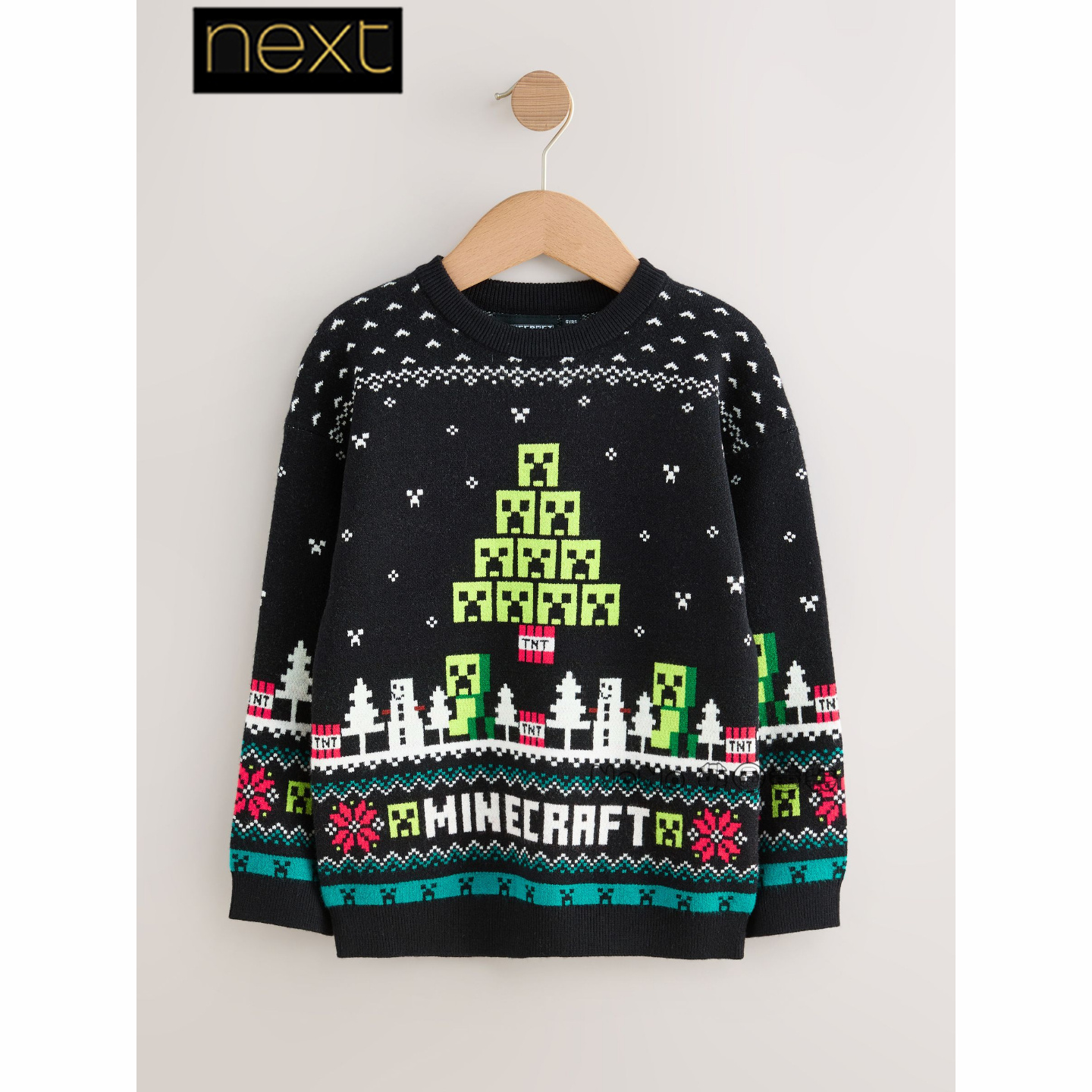 英国Next男大童亲子我的世界圣诞毛衣针织毛衫套衫4-16岁F22-680