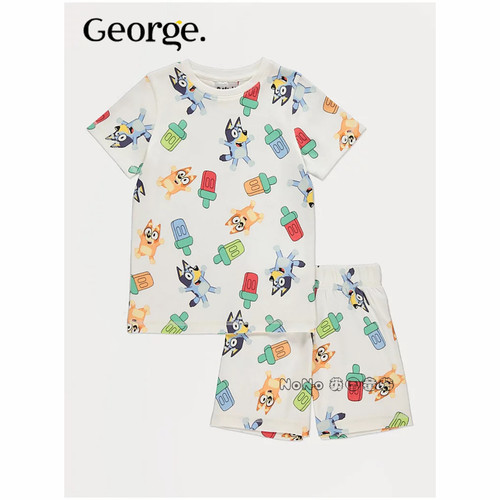 英国乔治George儿童布鲁伊宾果雪糕短袖T恤家居服睡衣裤1409654