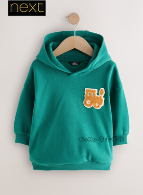 英国Next代购男童绿色拖拉机刺绣卫衣帽衫运动衫1-7岁F60-311