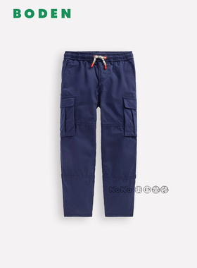 英国Mini Boden男童深蓝色工装休闲裤松紧腰双层长裤2-14岁B3071