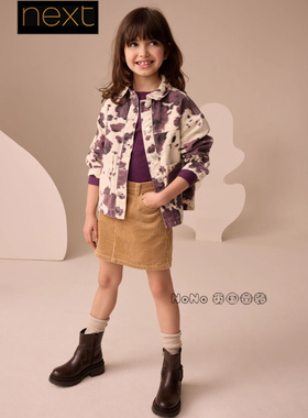 Next英国正品代购女大童亲子卡其黄色灯芯绒半身裙春秋AM6-580