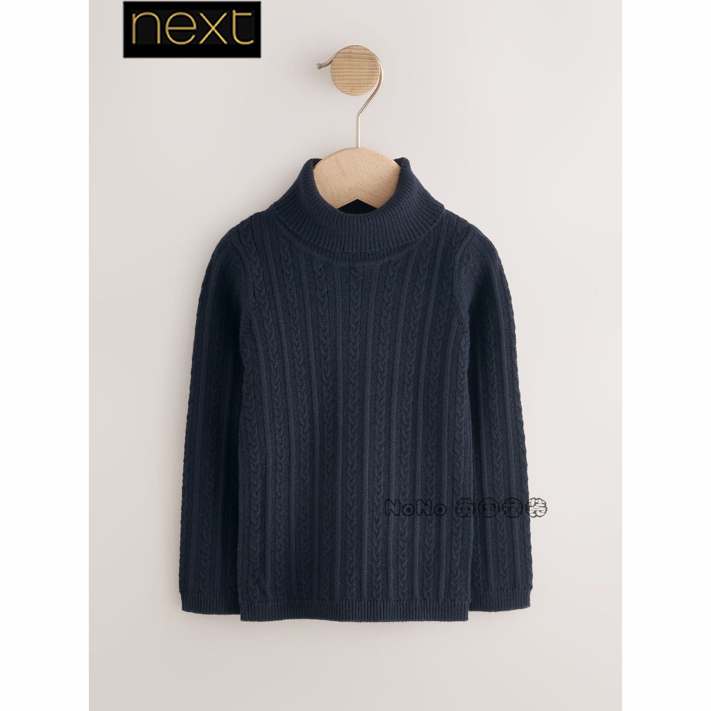 英国Next正品女童蓝色麻花高领针织衫毛衣防风1-10岁新款W11-252