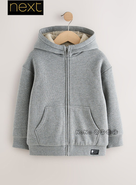 英国Next代购男大童亲子浅灰色加厚绒衣外套保暖3-16岁F97-602