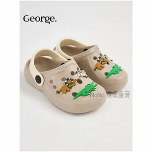 现货英国乔治George儿童鳄鱼狮子斑马鞋花包头凉拖鞋凉鞋洞洞鞋