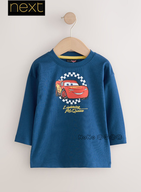 英国Next代购正品男童蓝红色赛车纯棉长袖T恤衫圆领1-8岁F29-919