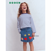 代购 12岁G5830 英国蓝色星星爱心刺绣全棉半身裙2 Mini Boden正品