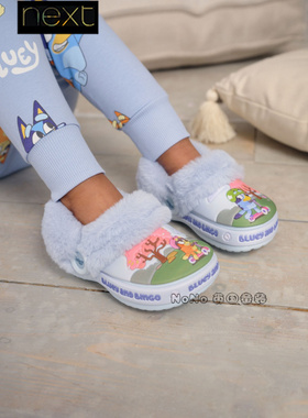 英国Next正品代购儿童蓝色布鲁伊宾果加毛棉拖包头冬鞋拖AY2-306