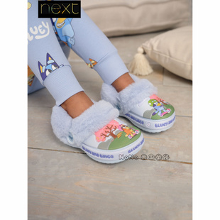 拖AY2 儿童蓝色布鲁伊宾果加毛棉拖包头冬鞋 306 代购 英国Next正品